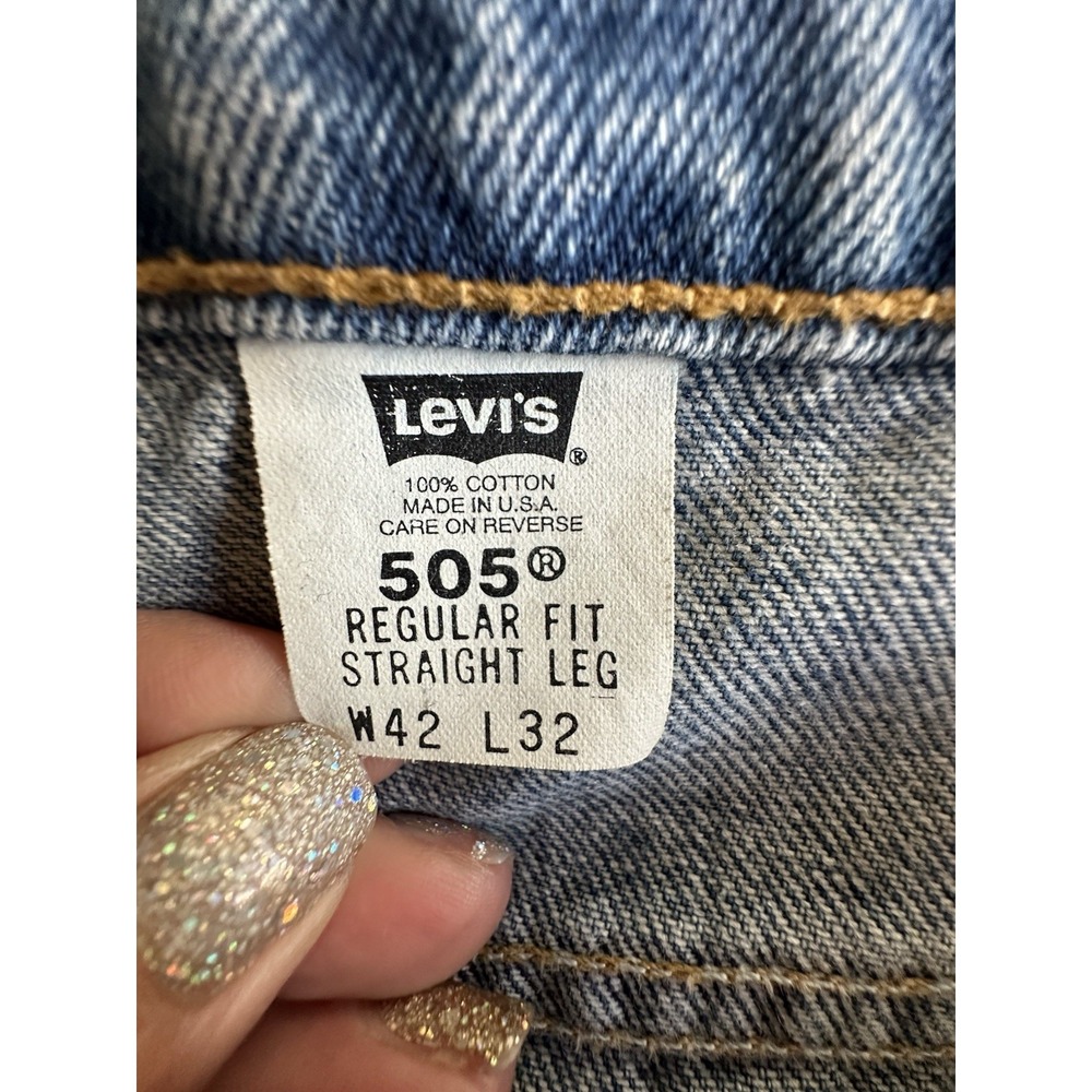 VTG 1997 Levi's 505 Regular Fit Jeans Mens 42x32 (40x30.5) Medium Wash Denim 90s - Picture 10 of 14
